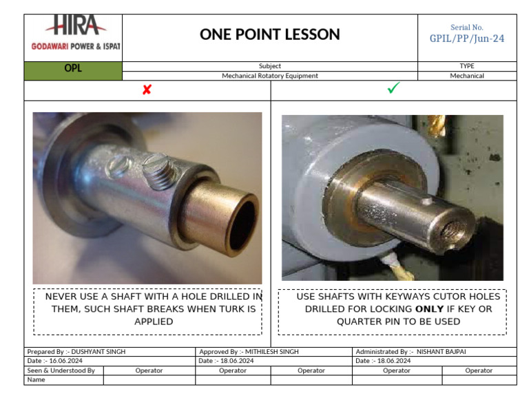 One Point Lesson on Shaft Usage | PDF