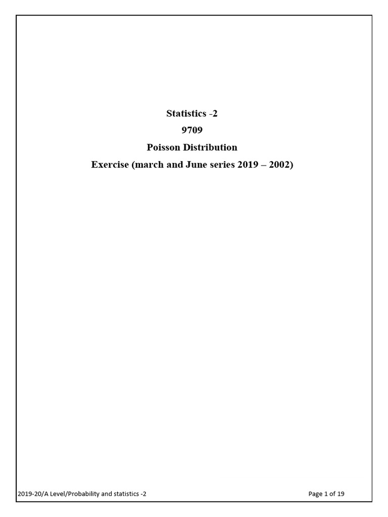 s2 Poission Distribution Exercise | PDF | Probability Theory