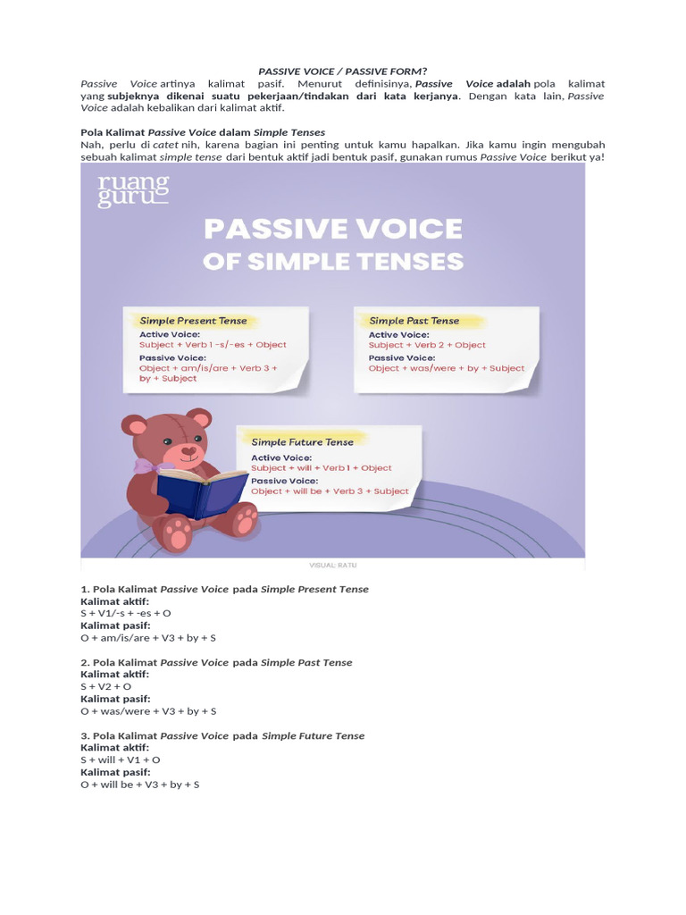 Panduan Pola Kalimat Passive Voice | PDF