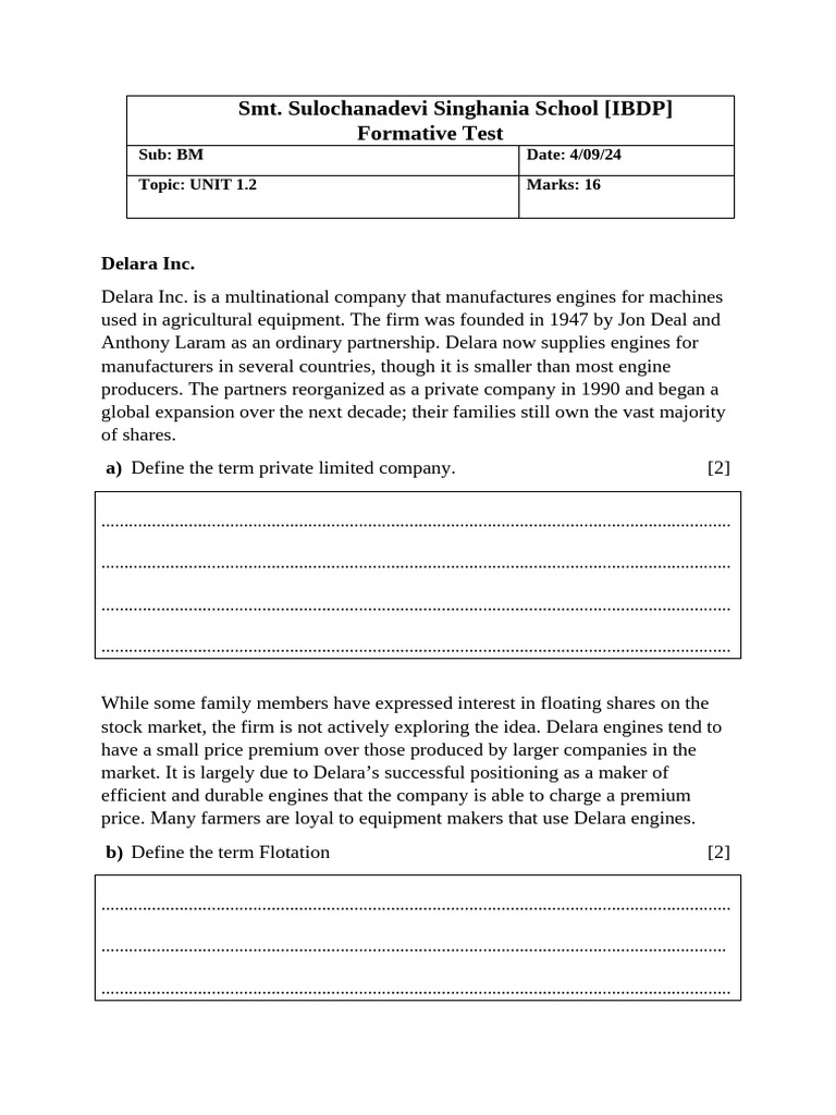 IB Business Management Sample Questions | PDF | Agriculture | Economies