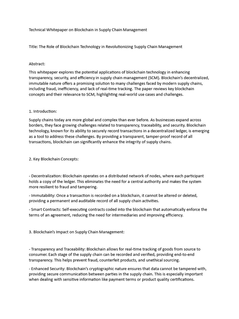 Blockchain's Role in Supply Chains | PDF | Supply Chain | Supply Chain ...