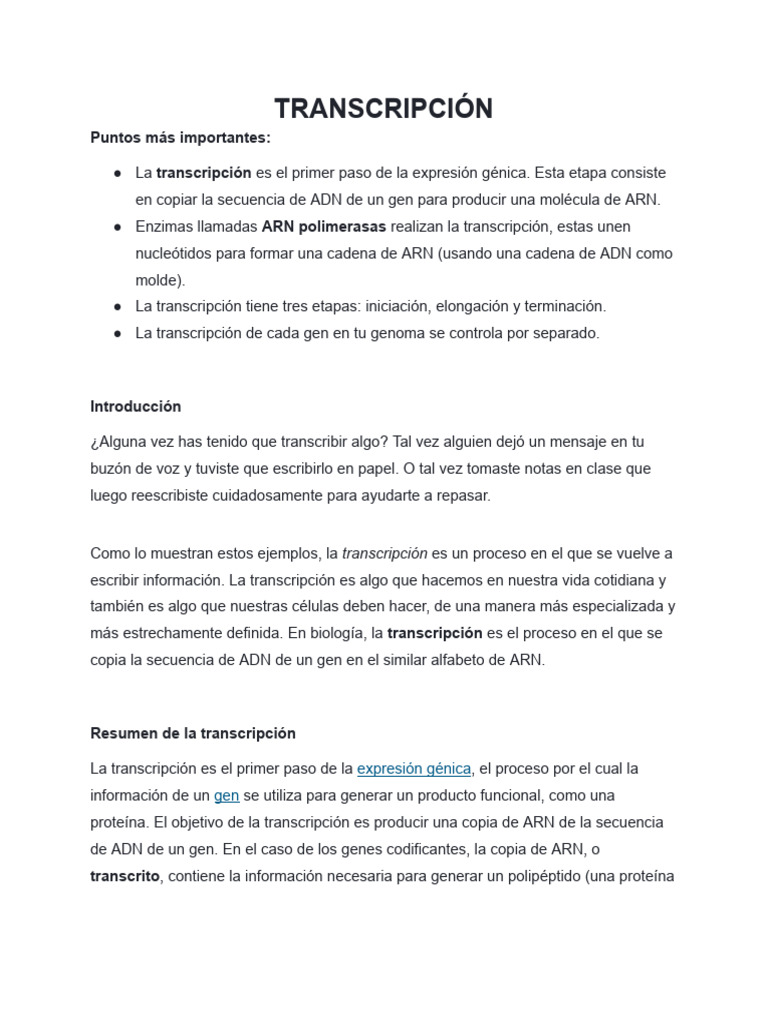 ADN Y ARN Transcripción y Traducción | PDF | Codigo genetico ...