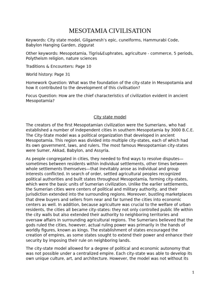 Overview of Mesopotamian Civilization | PDF | Mesopotamia | Sumer