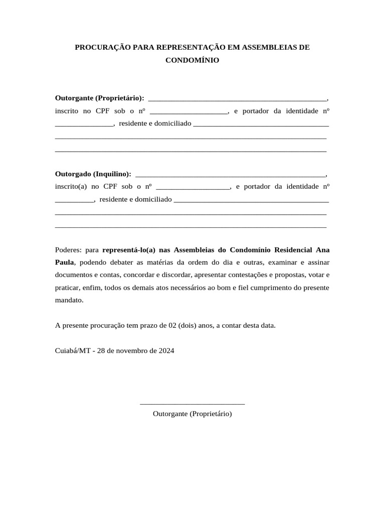 Procuração para Assembleia de Condomínio | PDF
