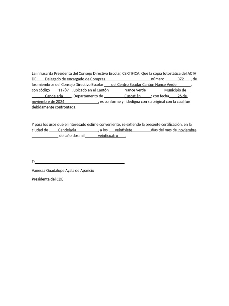 Modelo De Certificacion PDF