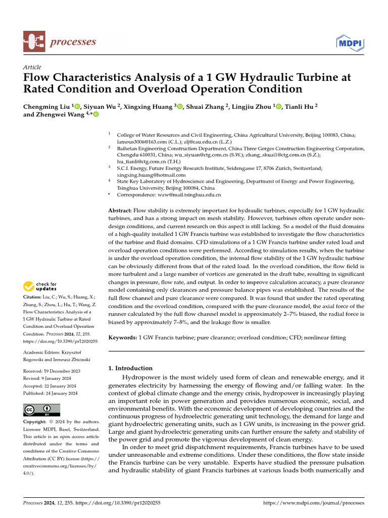 Flow Characteristics Analysis of A 1GW Hydraulic | PDF | Fluid Dynamics ...