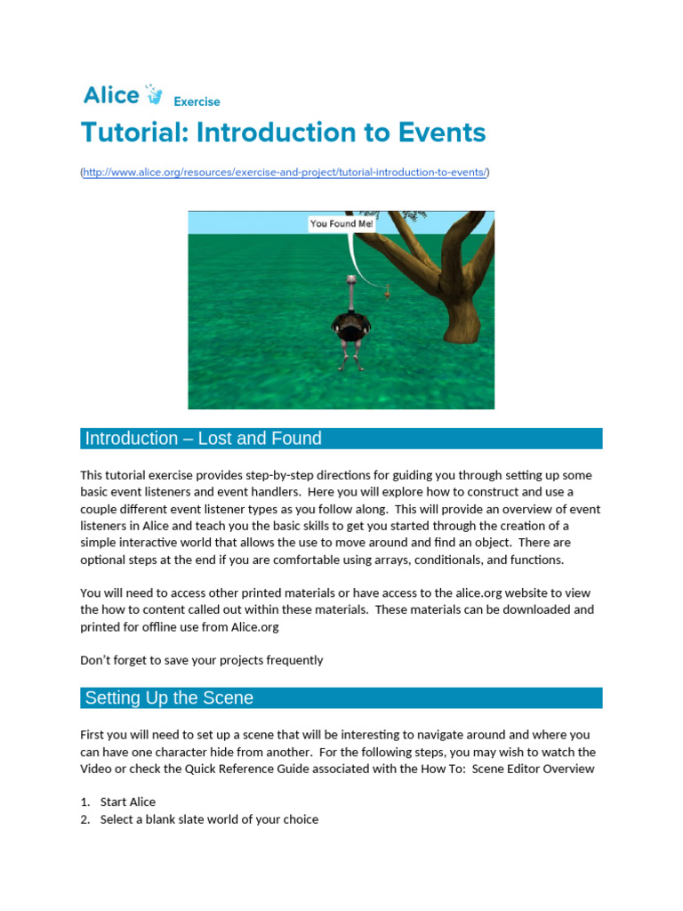 Tutorial introduction to events pdf parameter computer programming