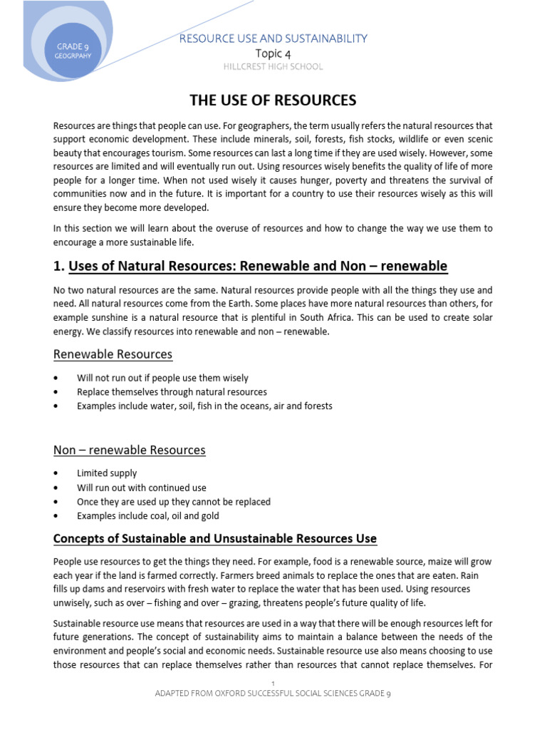 Resource Use and Sustainability Notes | PDF | Agriculture | Compact ...