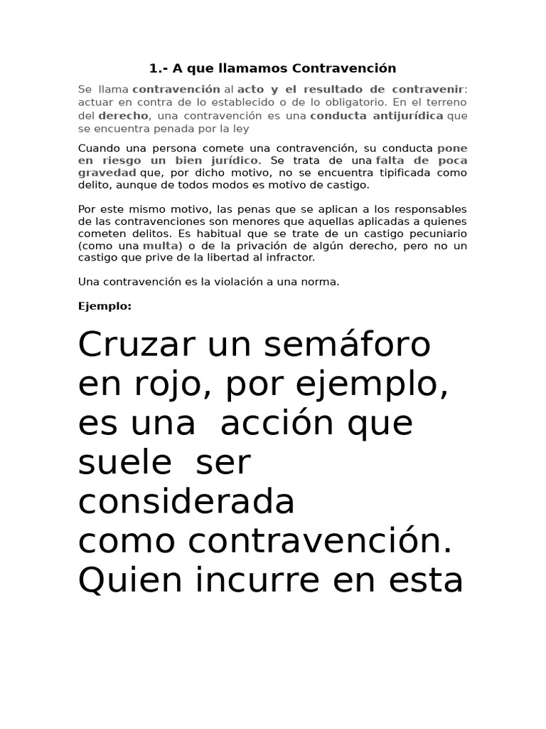 Definición y Ejemplos de Contravención | PDF | Castigos | Crímenes