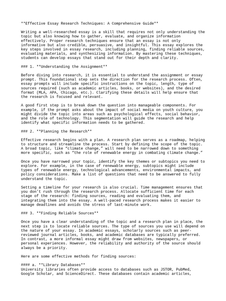 Effective Essay Research Techniques | PDF | Essays | Citation