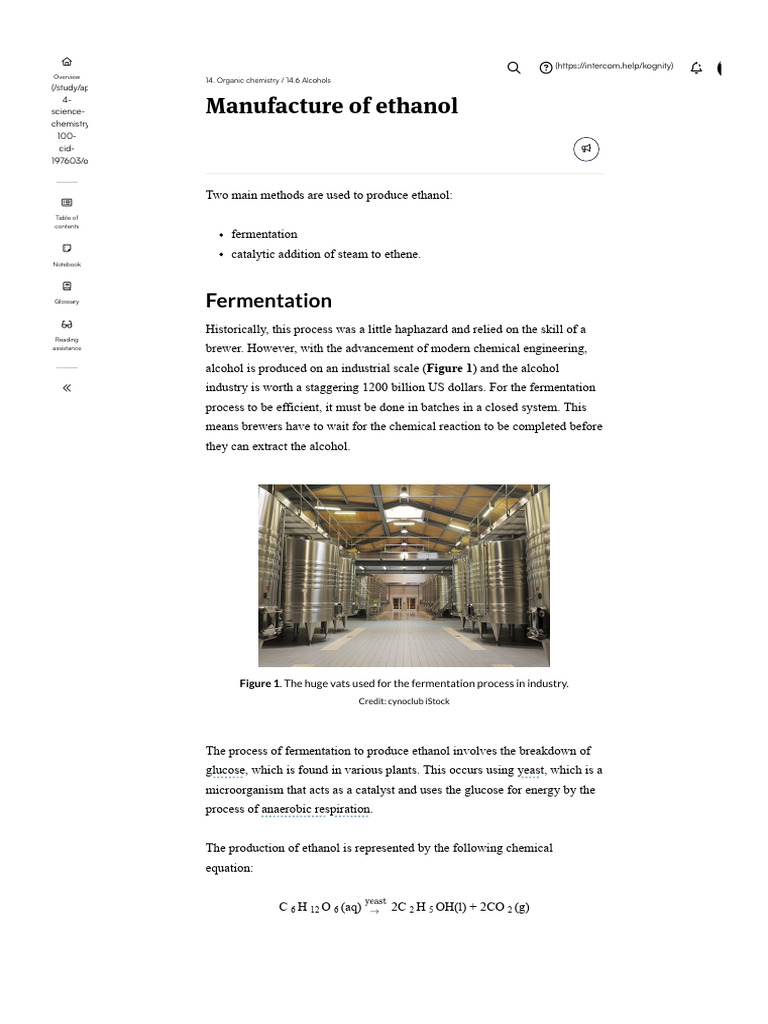 Ethanol Production via Fermentation | PDF | Fermentation | Ethanol