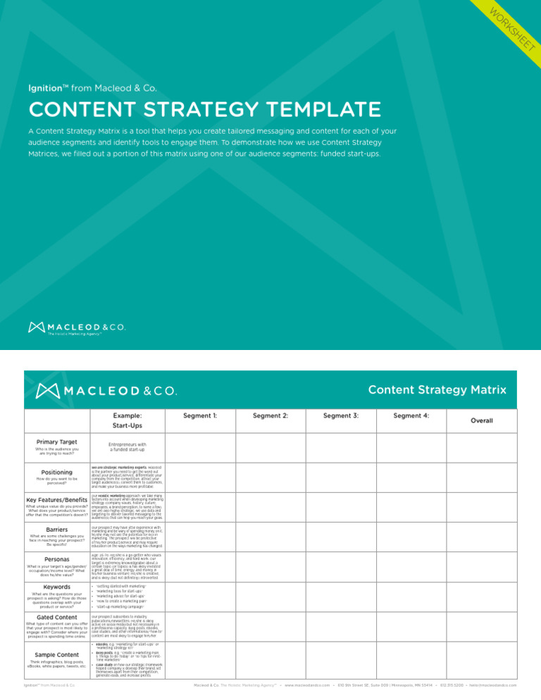 Content Strategy Template Ignition From Macleod Co | PDF | Marketing ...