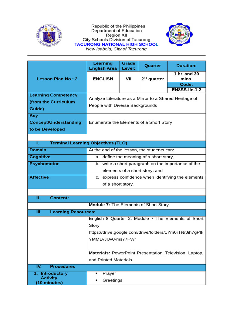 Lesson Plan For 2nd Teaching Demo | PDF | Plot (Narrative) | Narrative