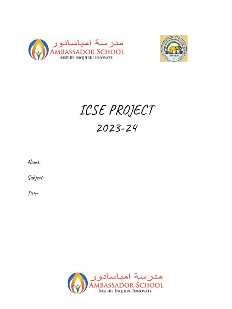 ICSE GR 9 Cover Page | PDF