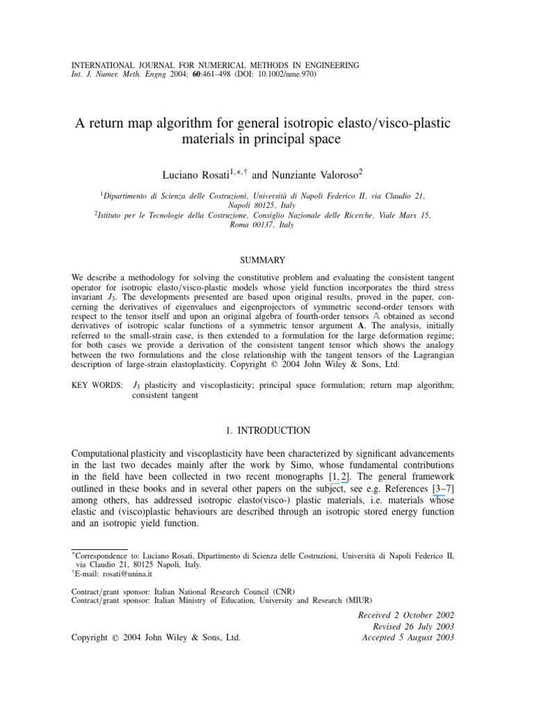 A Return Map Algorithm For General Isotr | PDF | Eigenvalues And ...