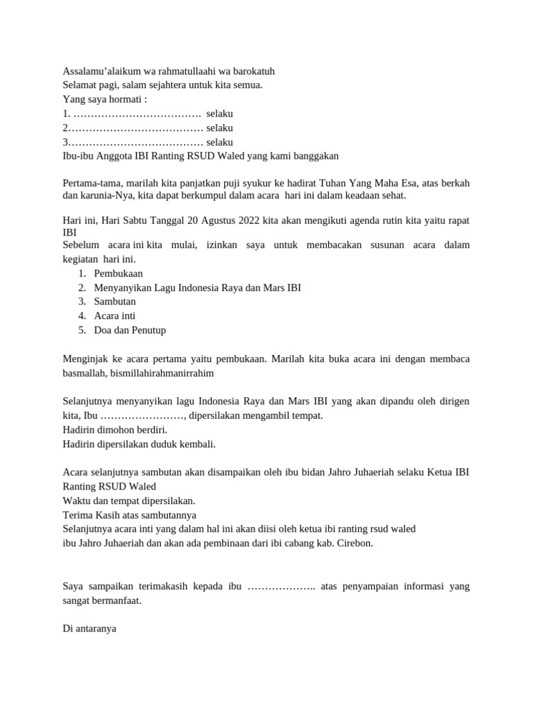 Rapat IBI Ranting RSUD Waled 2022 | PDF