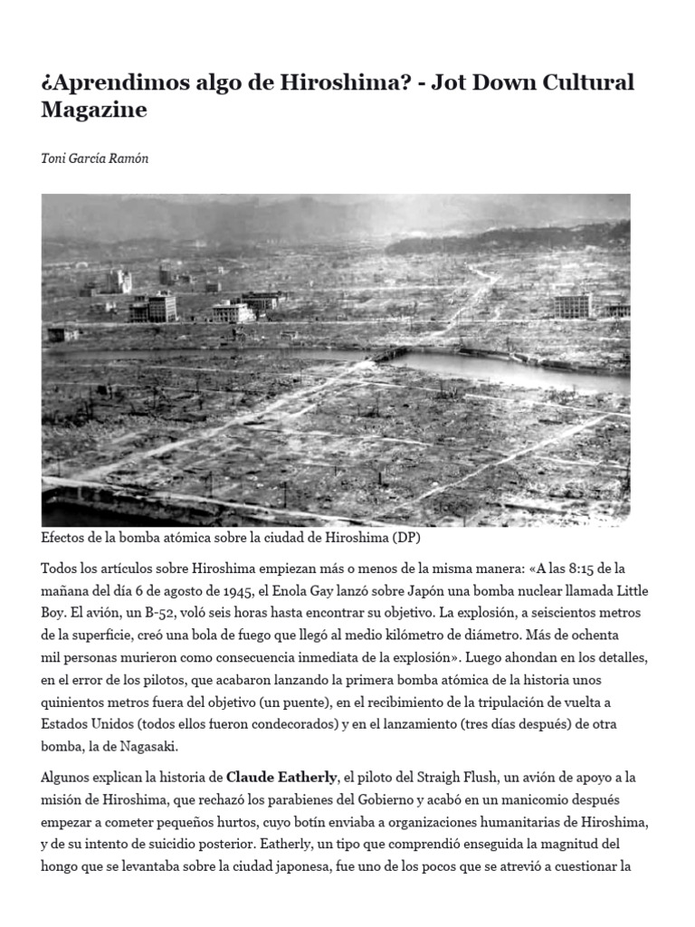 ¿Aprendimos Algo de Hiroshima - Jot Down Cultural Magazine | PDF ...