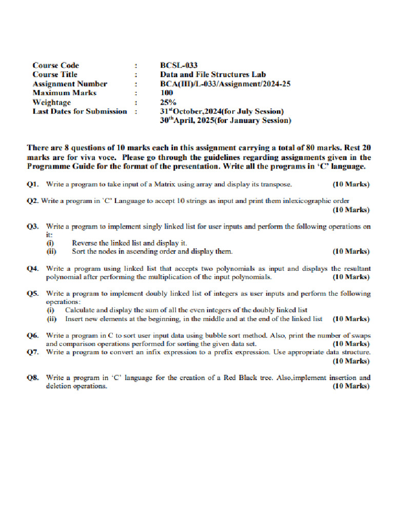 C Programs for Matrix and Linked List Operations | PDF | Computer ...