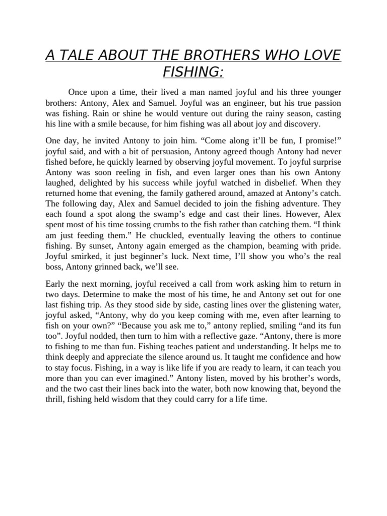 Brothers Bonding Through Fishing Adventures | PDF