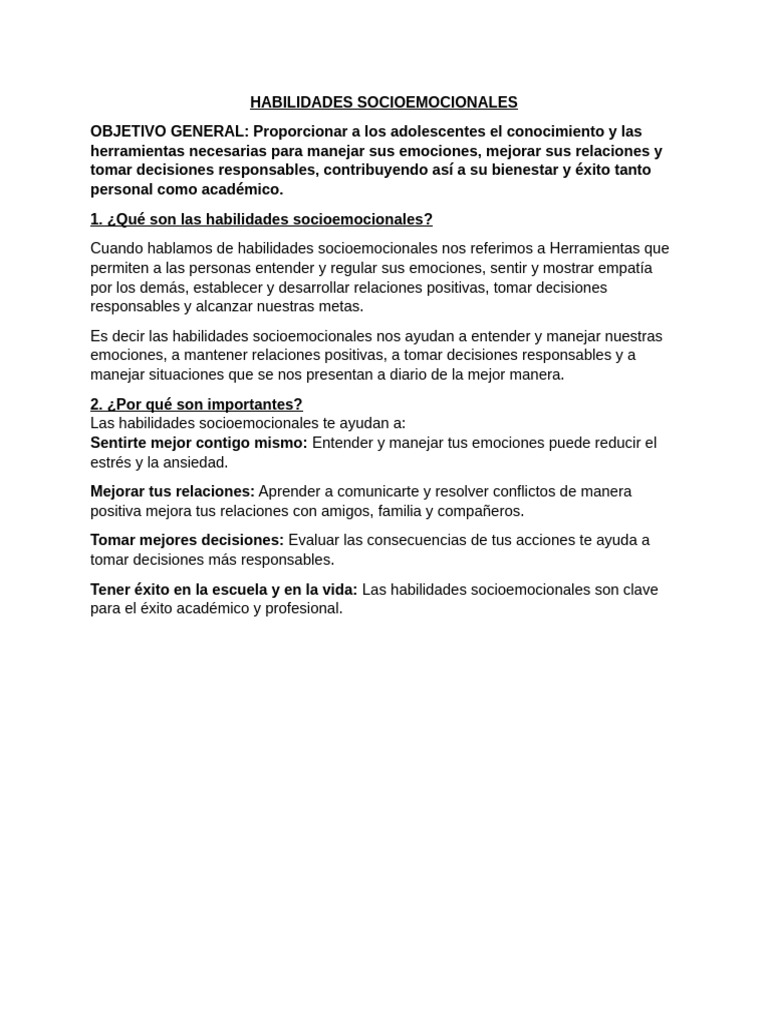 Habilidades Socioemocionales Nma | PDF | Las emociones | Toma de decisiones