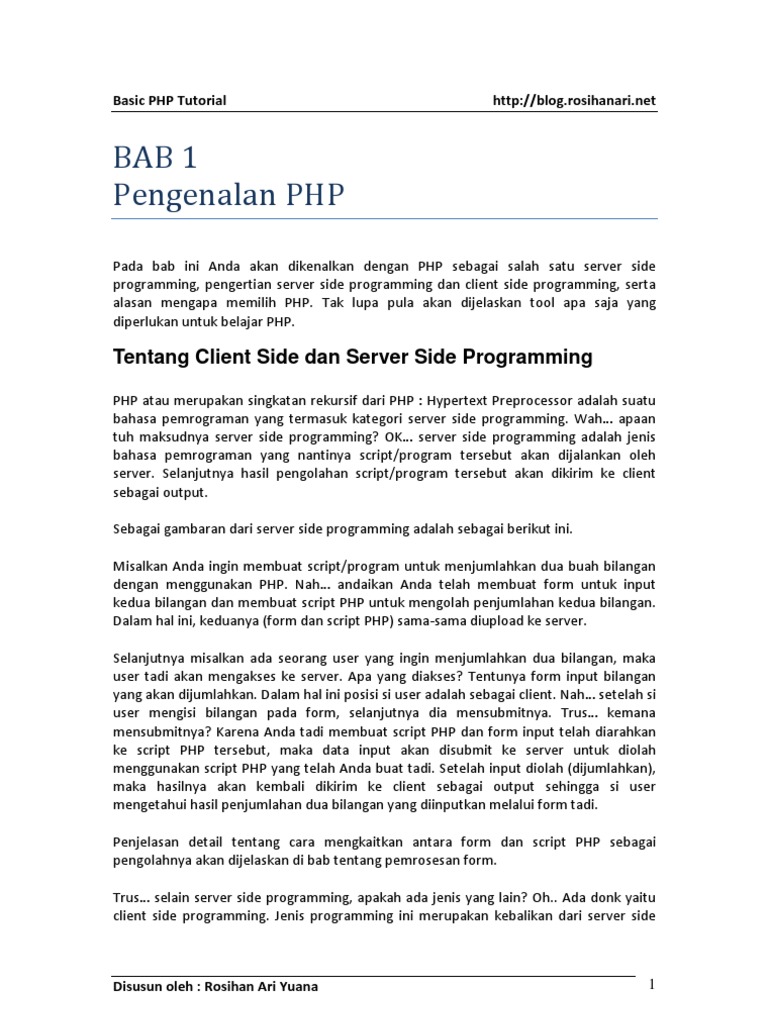 PHP Dasar Tutorial | PDF | Komputer