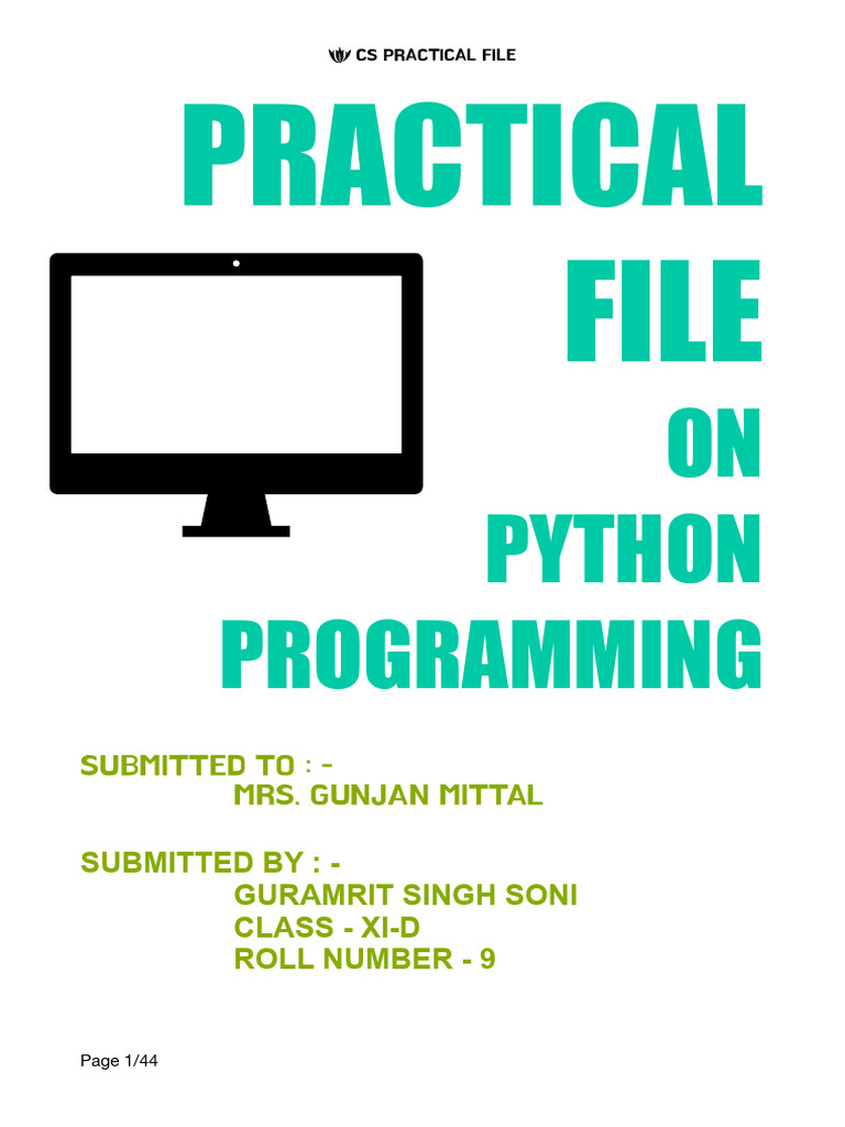 Python Programming Practical File | PDF | Python (Programming Language ...