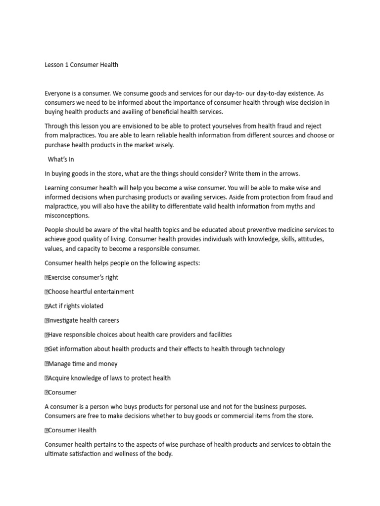 Understanding Consumer Health Basics | PDF | Medical Diagnosis | Health ...