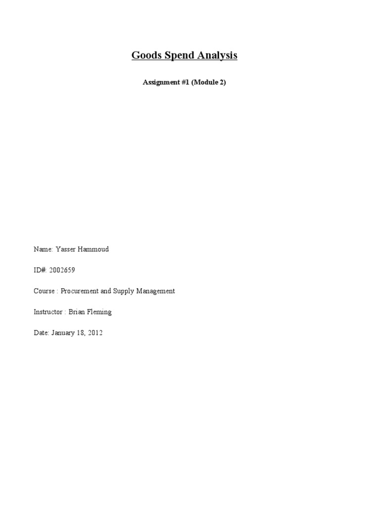 Goods Spend Analysis Framework | PDF | Supply Chain | Procurement