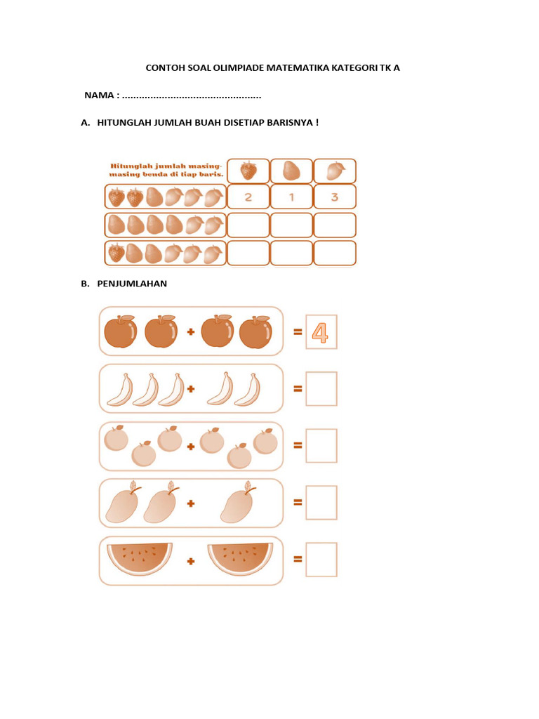 Soal Olimpiade Matematika TK dan SD | PDF