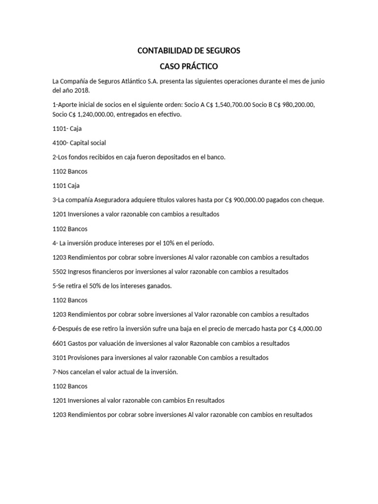 Contabilidad Práctica de Seguros 2018 | PDF | Seguro | Bancos