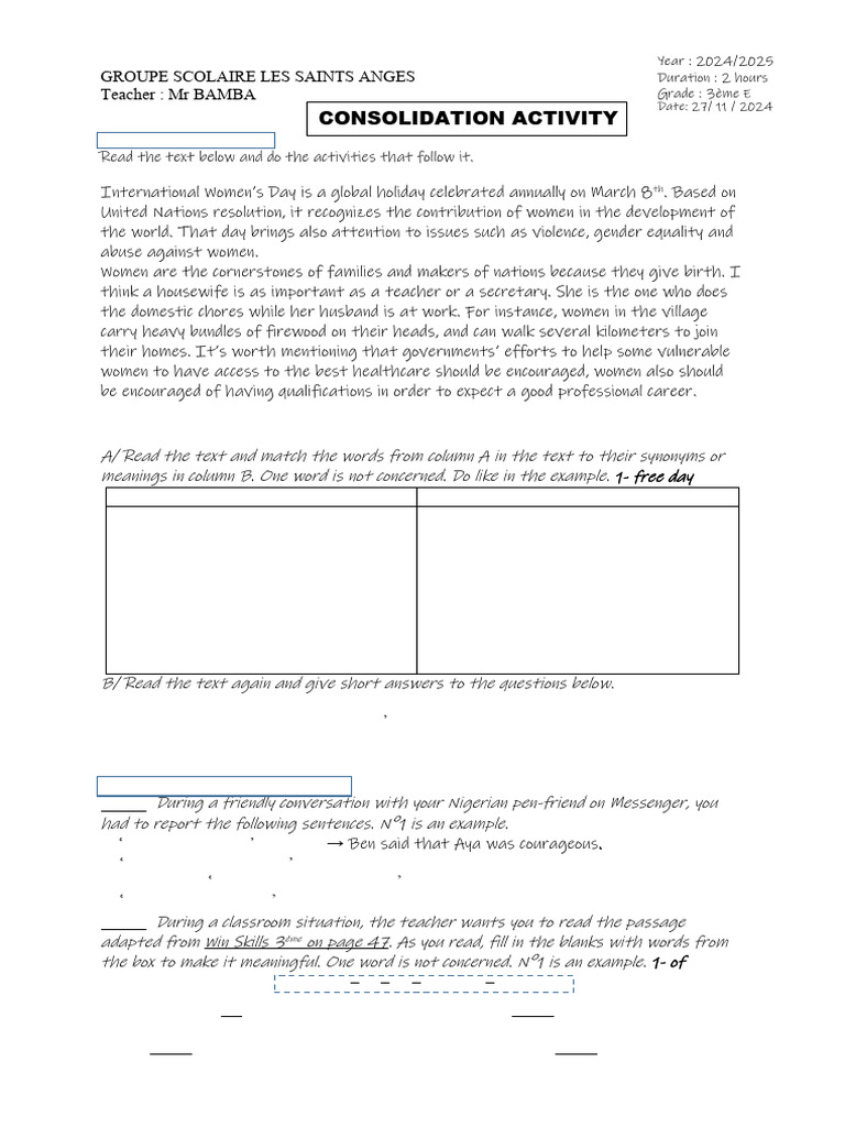 Dev 3è - Women's Celebration | PDF | Gender | Gender Studies