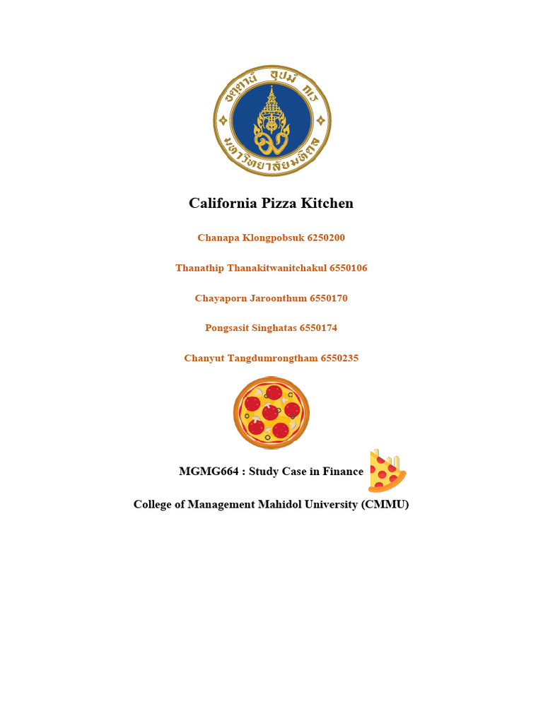 Group A - Case 32 California Pizza Kitchen | PDF