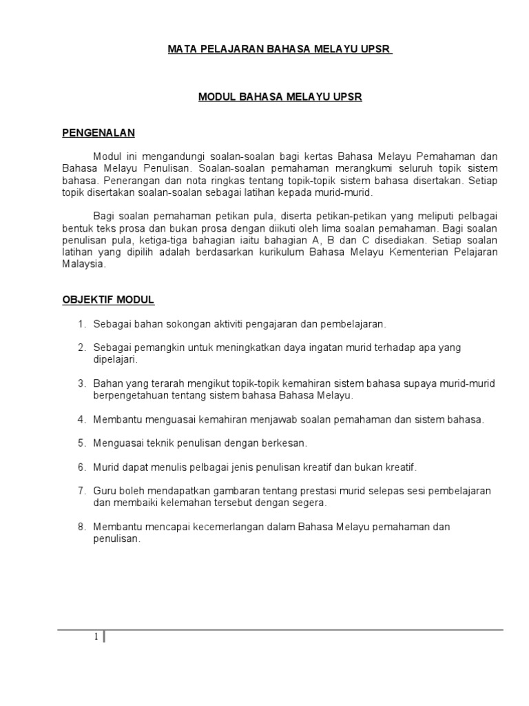 Bahasa Melayu Tahun Satu Marilah membaca cerita t