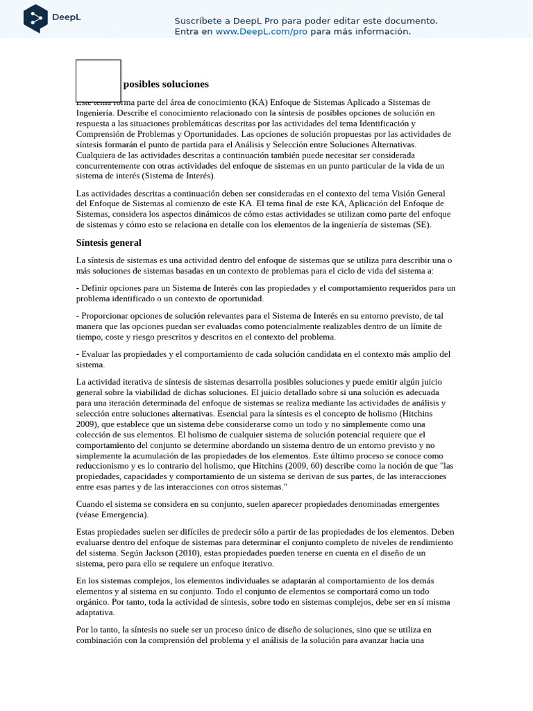Resumen de Una Parte Del SEBoK | PDF | Sistema | Holismo
