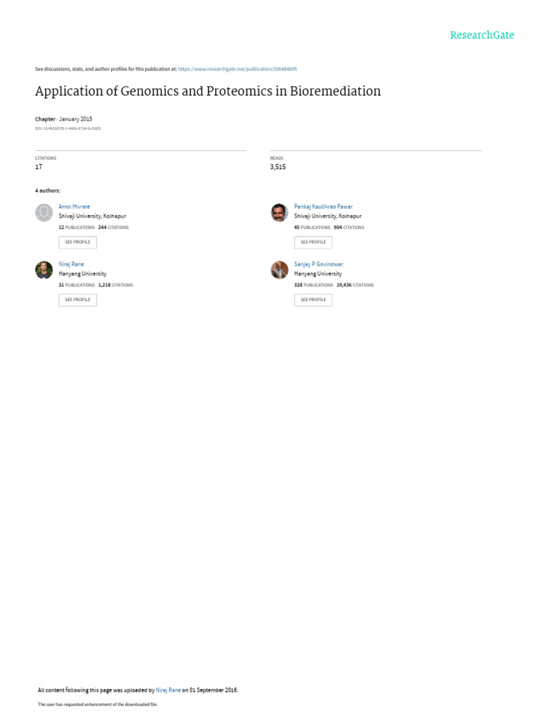 Application of Genomics and Proteomics in Bioremediation1 | PDF ...