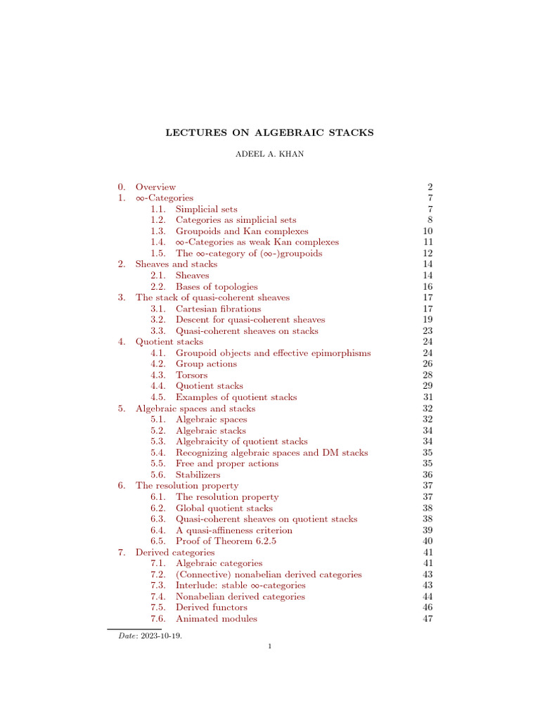 Algebraic Stacks Lecture Series | PDF | Algebraic Topology | Geometry