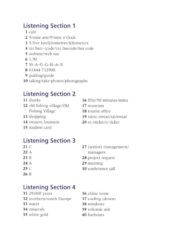 Listening Test 1 - Keys & Scripts | PDF