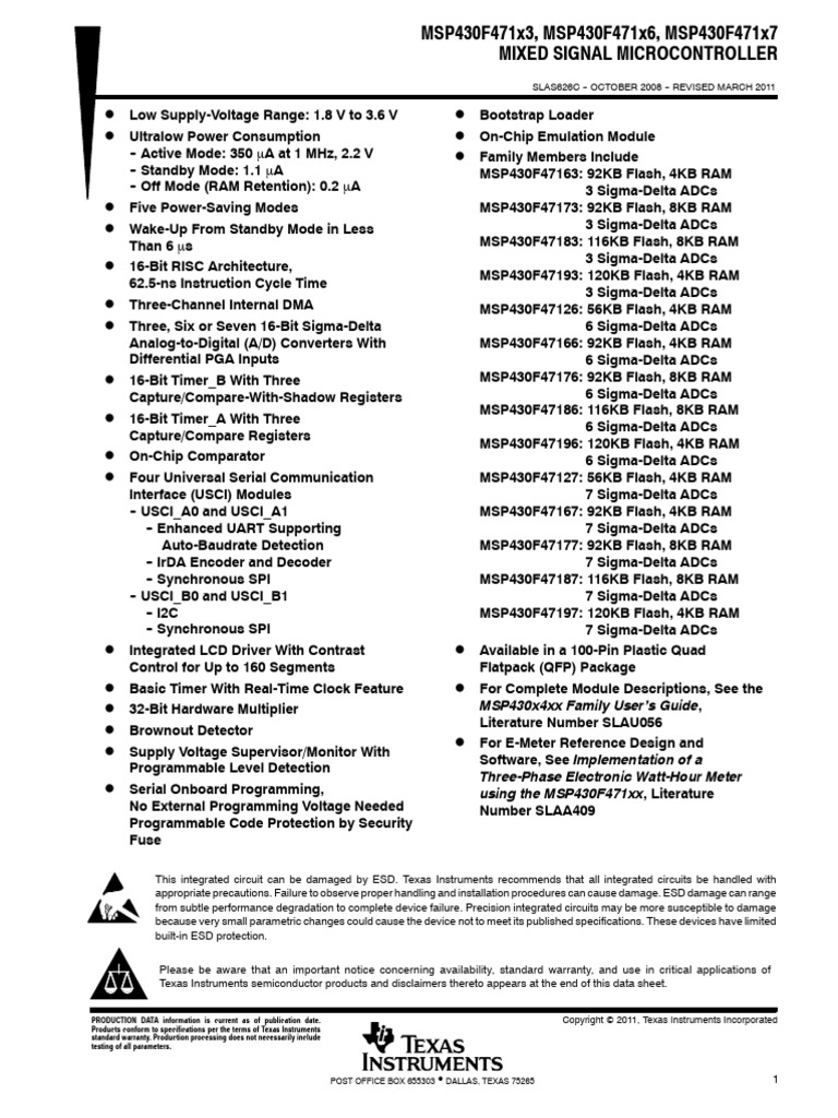 MSP 430 F 47163 | PDF | Analog To Digital Converter | Digital Technology