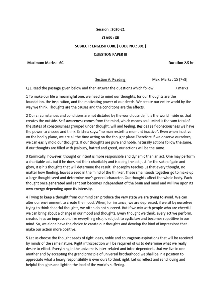 Xii English Pdf Thought