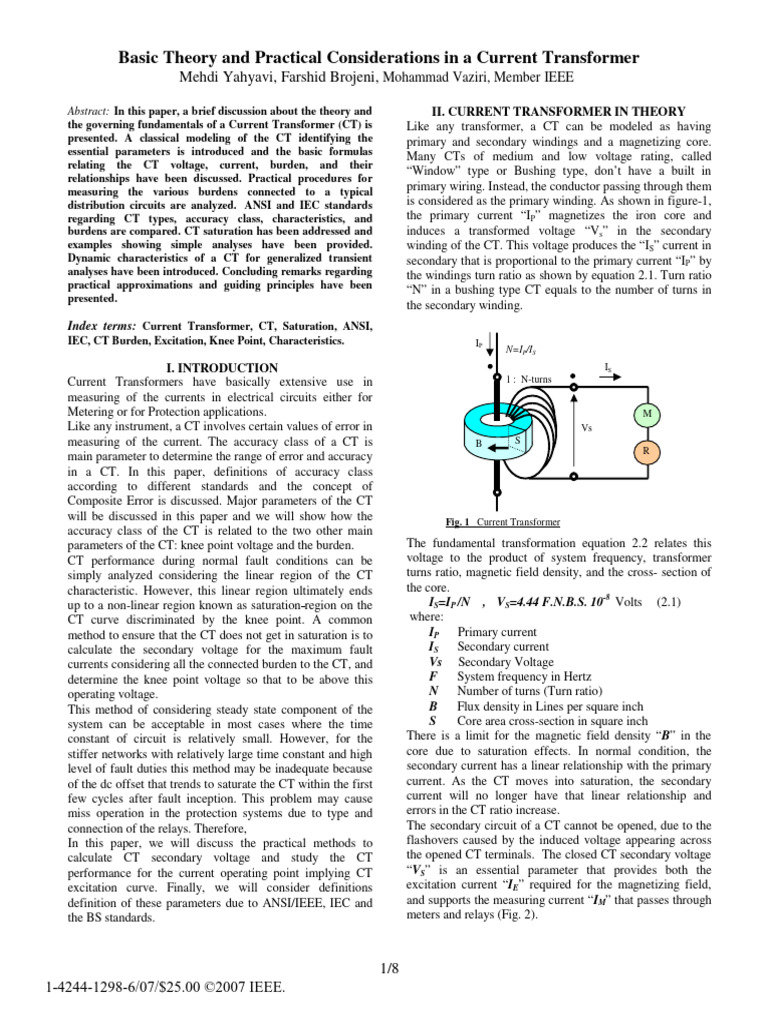 Current Transformer Theory and Calculations | PDF | Transformer ...