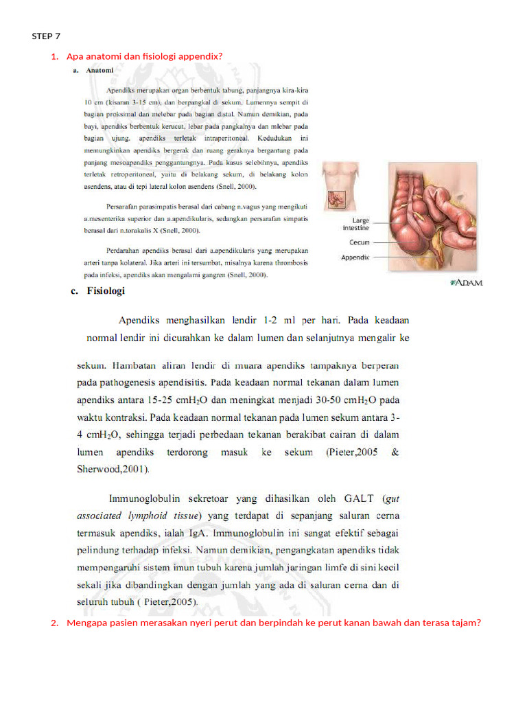 Patofisiologi dan Gejala Apendisitis | PDF