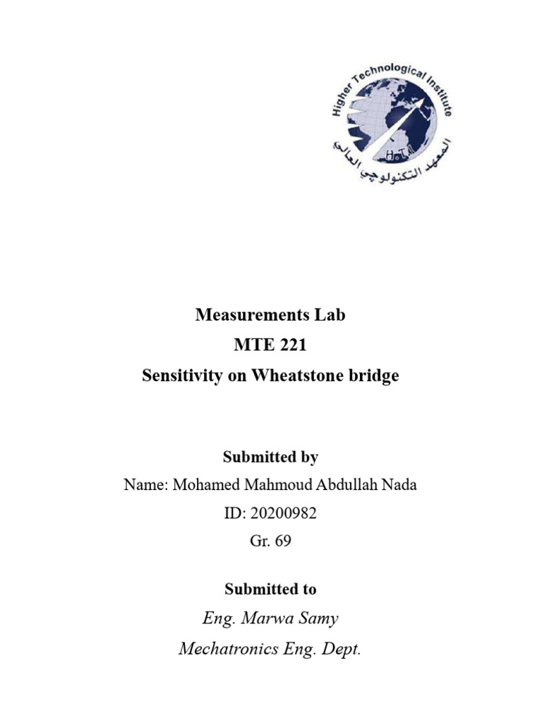 Sensitivity On Wheatstone Bridge Report | PDF | Sensor | Resistor