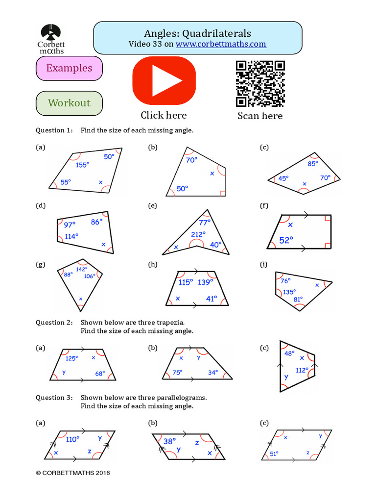Angles in A Quadrilateral | PDF | Euclidean Geometry | Elementary Geometry