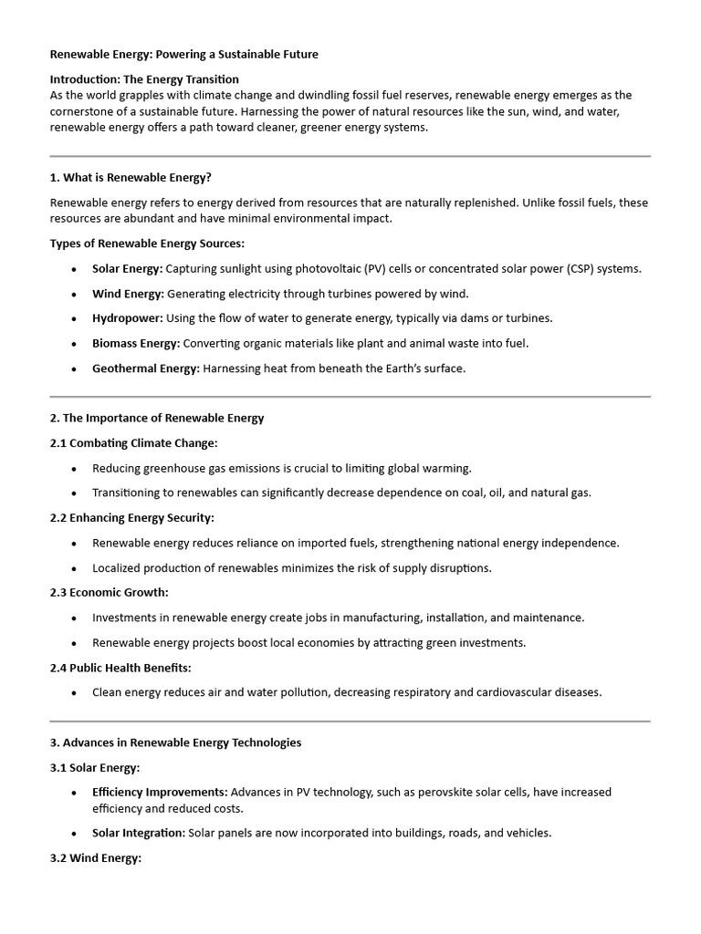Renewable Energy Powering A Sustainable Future | PDF | Renewable Energy ...