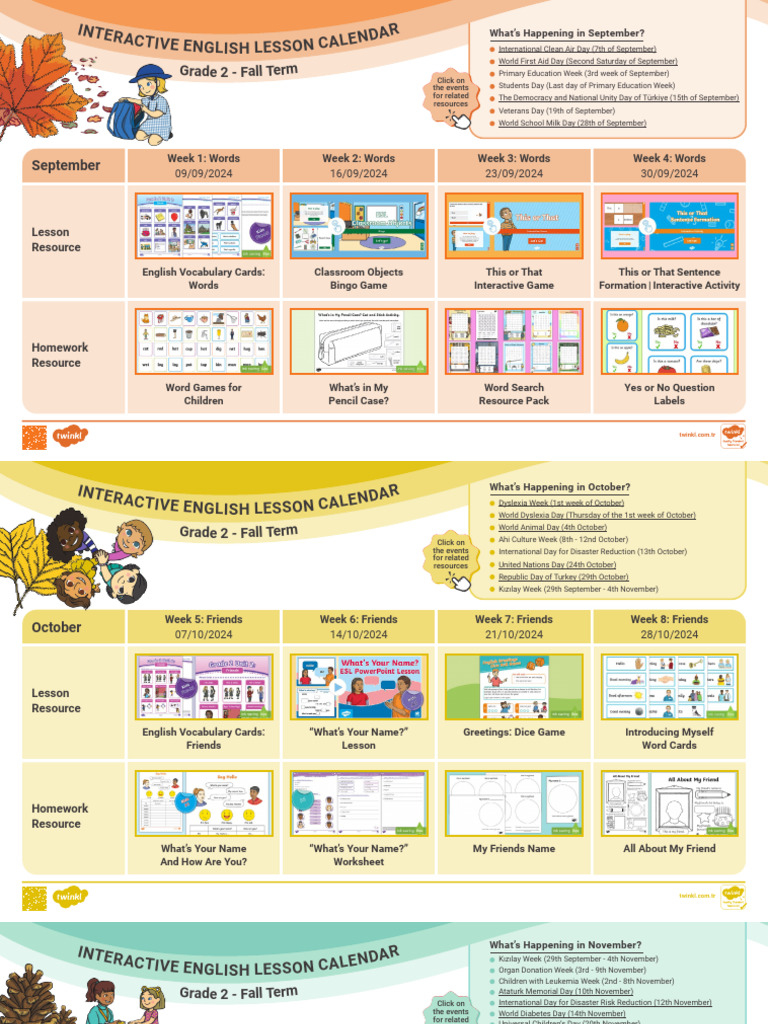 TR e 1726089325 Interactive English Lesson Calendar Grade 2 Fall Term ...