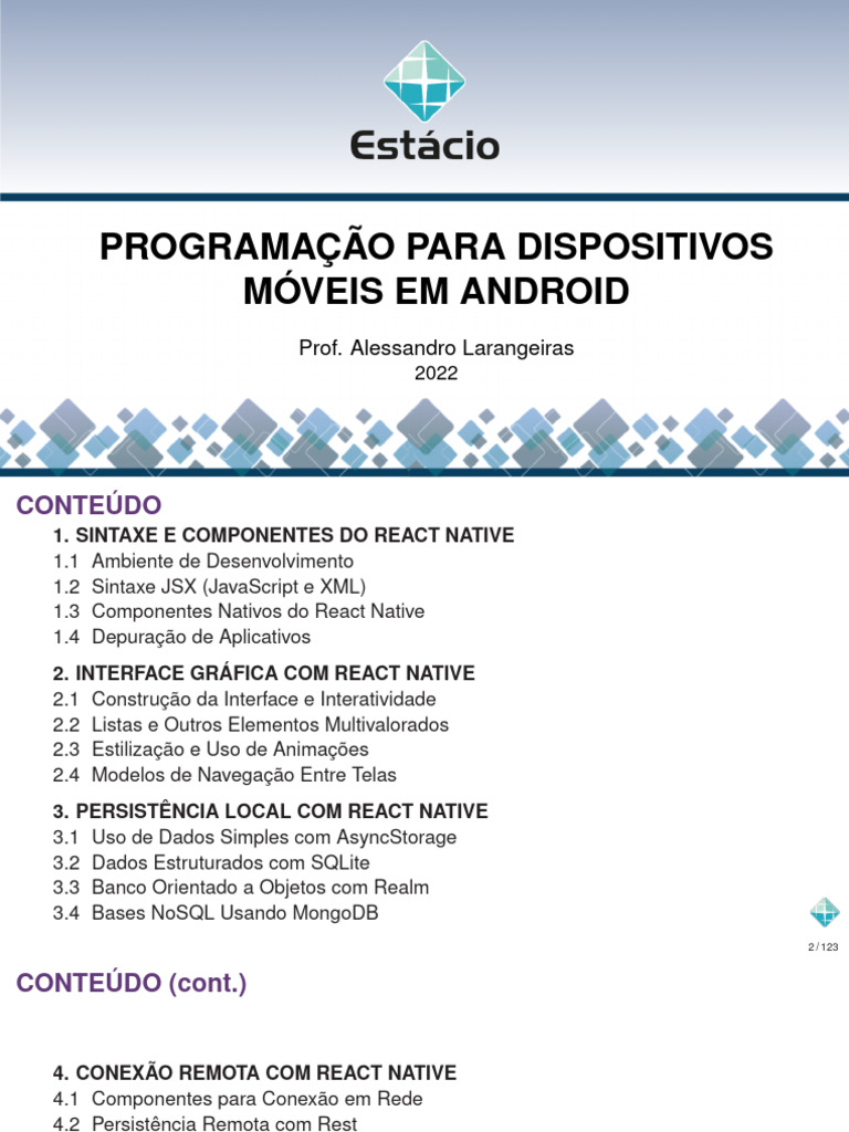 Programação Android com React Native | PDF | Aplicativo para celular ...