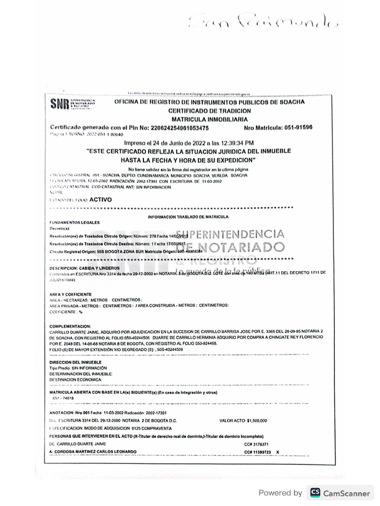 Certificado de tradicion y libertad pdf