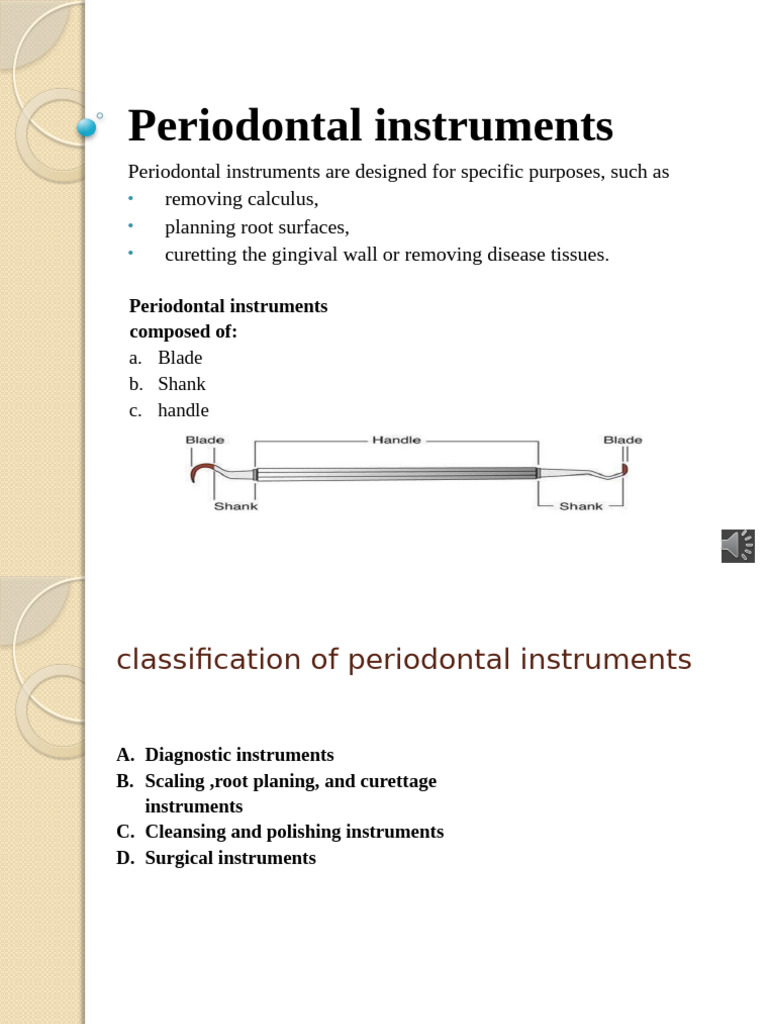 Classification of Periodontal Instruments | PDF | Periodontology ...