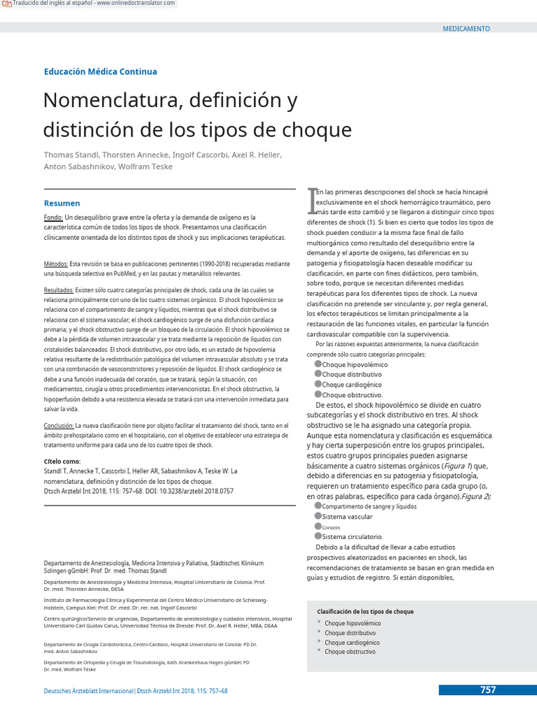Tipos de Choque ORIGINAL - En.es | PDF | Choque (circulatorio) | Sangrado