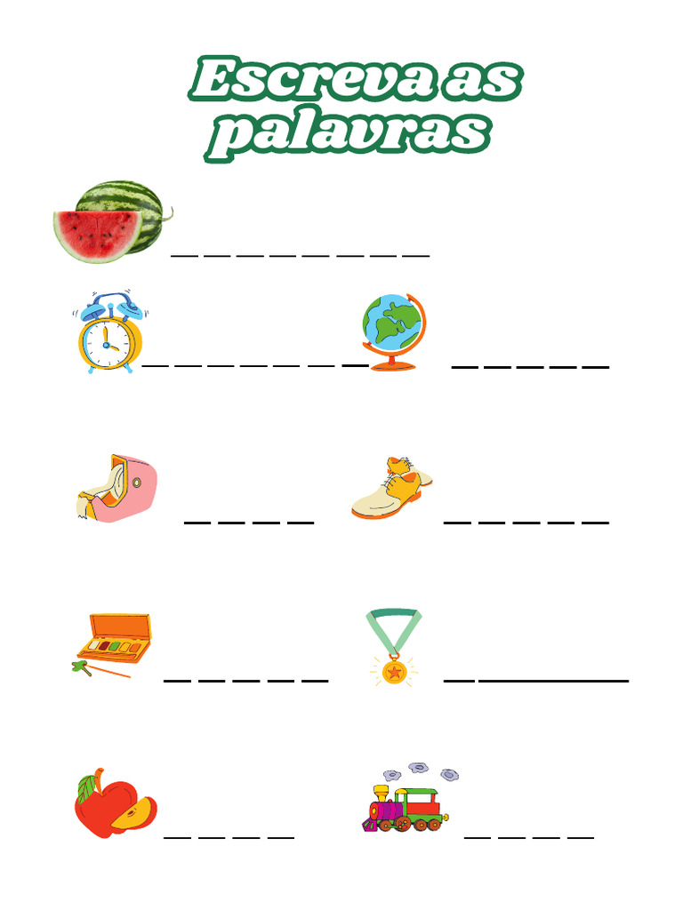 Folha de Atividades para Ensino Fundamental Colorido Palavras ...